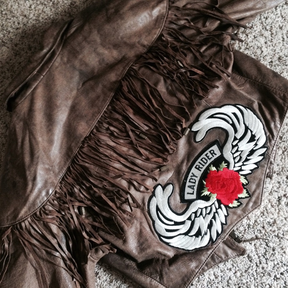 Vintage brown Fidelity leather biker jacket